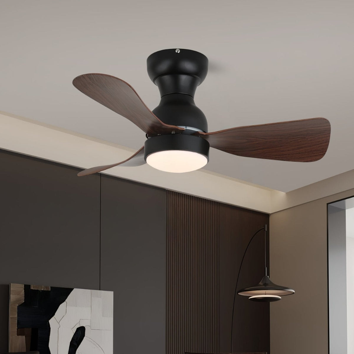 Aurdorus Moderner Deckenventilator mit Beleuchtung aus Holz