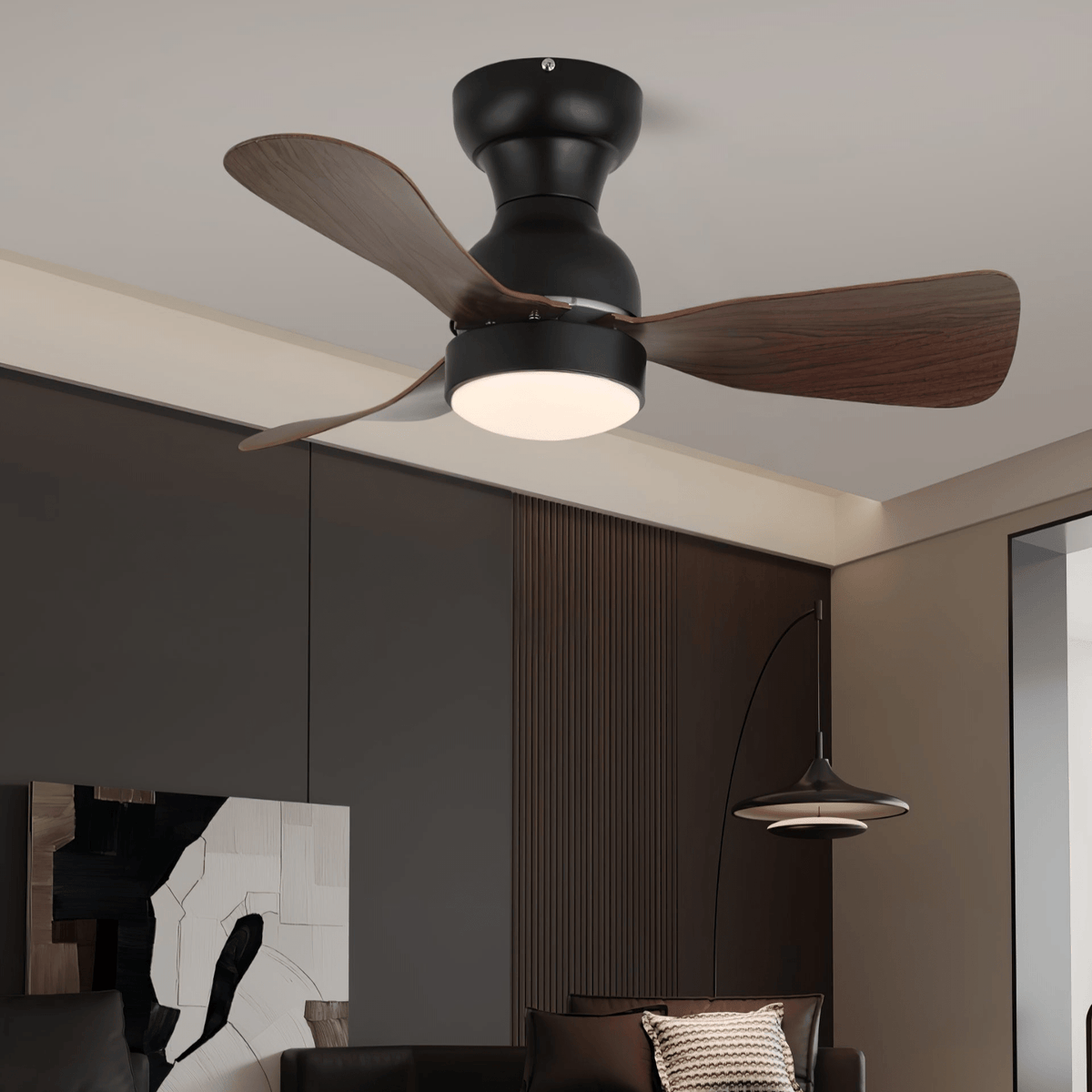 Aurdorus Moderner Deckenventilator mit Beleuchtung aus Holz