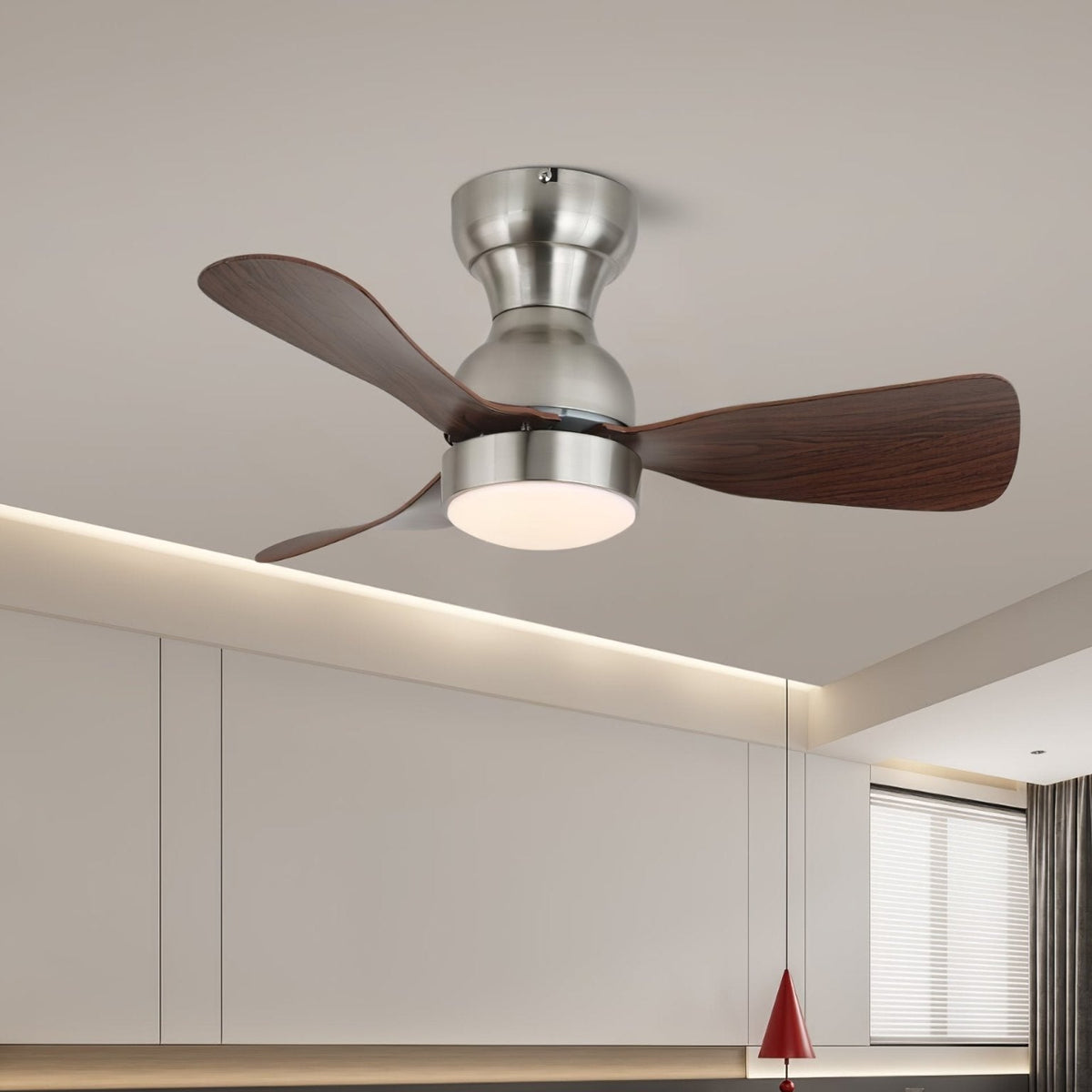 Aurdorus Moderner Deckenventilator mit Beleuchtung aus Holz