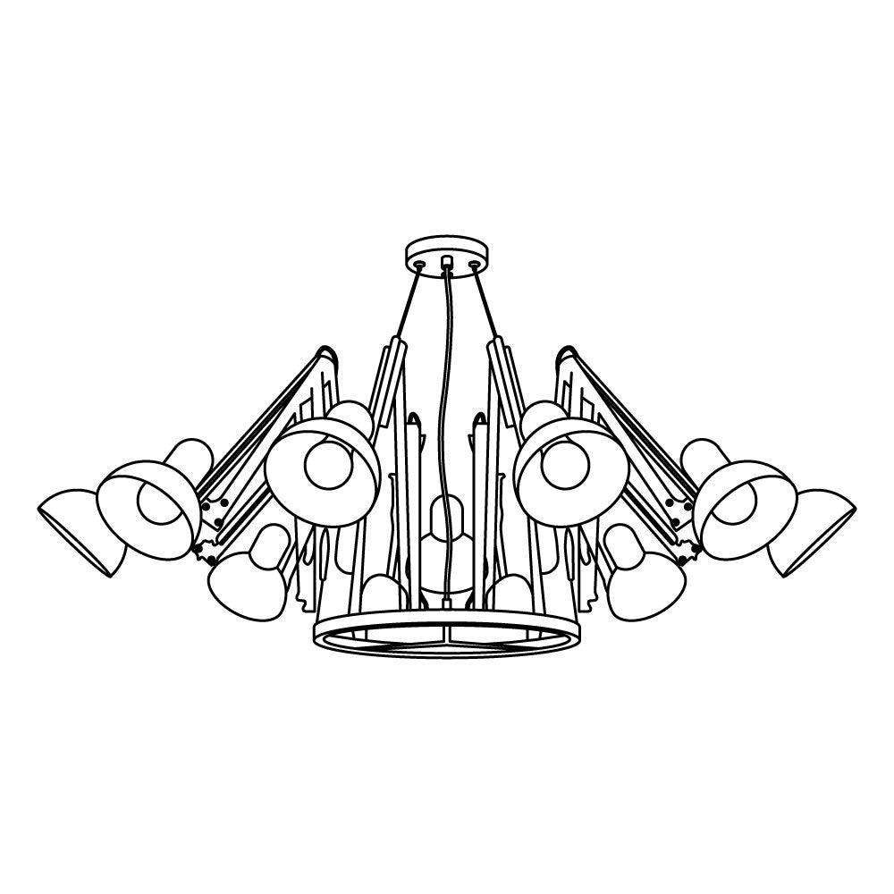 Livenu Kronleuchter Schwarz verstellbar Multi-Arm