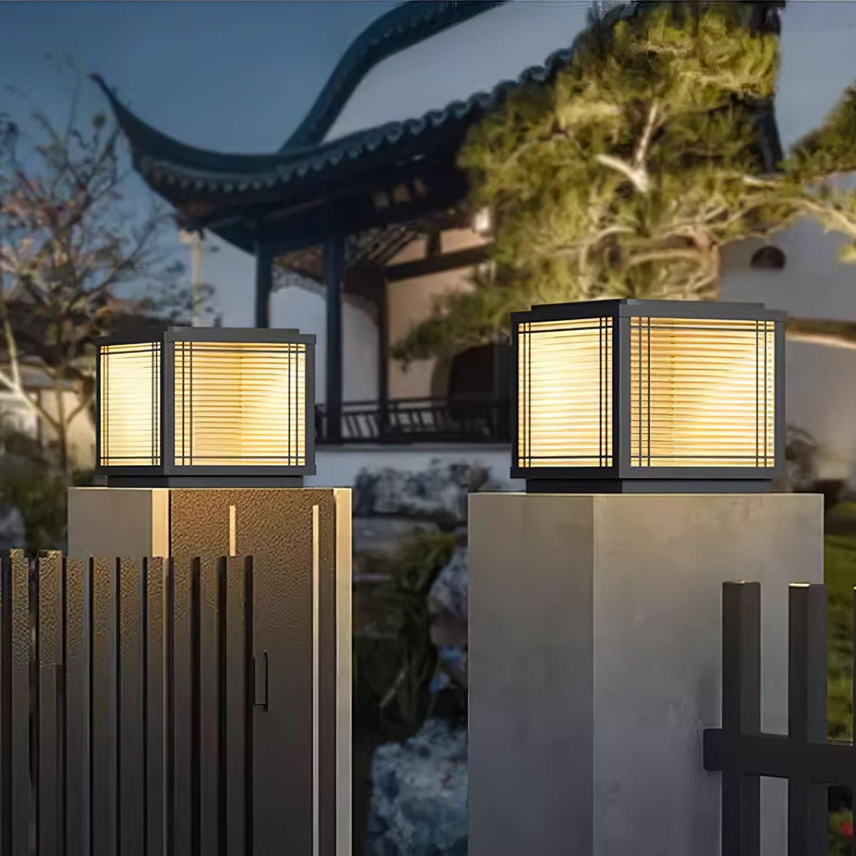 Glorin Stahl Tischleuchte japanisch inspiriert