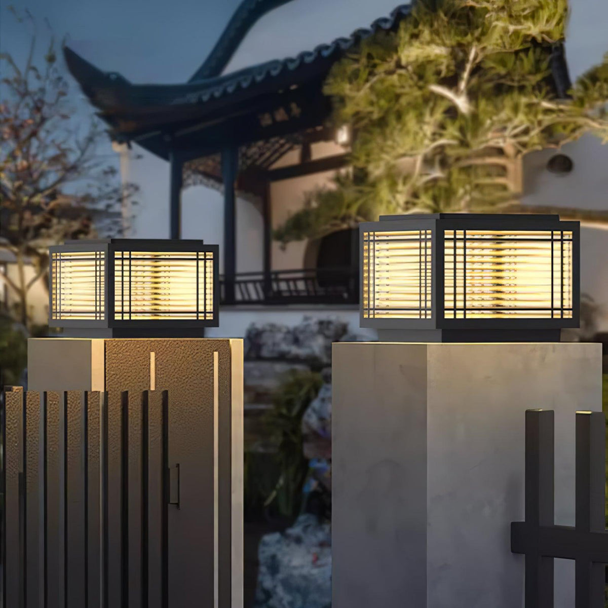 Glorin Stahl Tischleuchte japanisch inspiriert