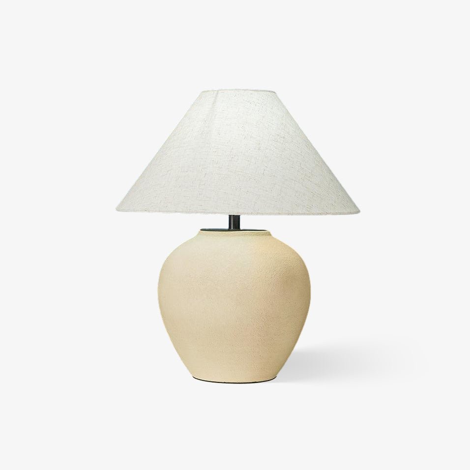Lumian Tischleuchte aus Keramik in Beige mit Stoffschirm