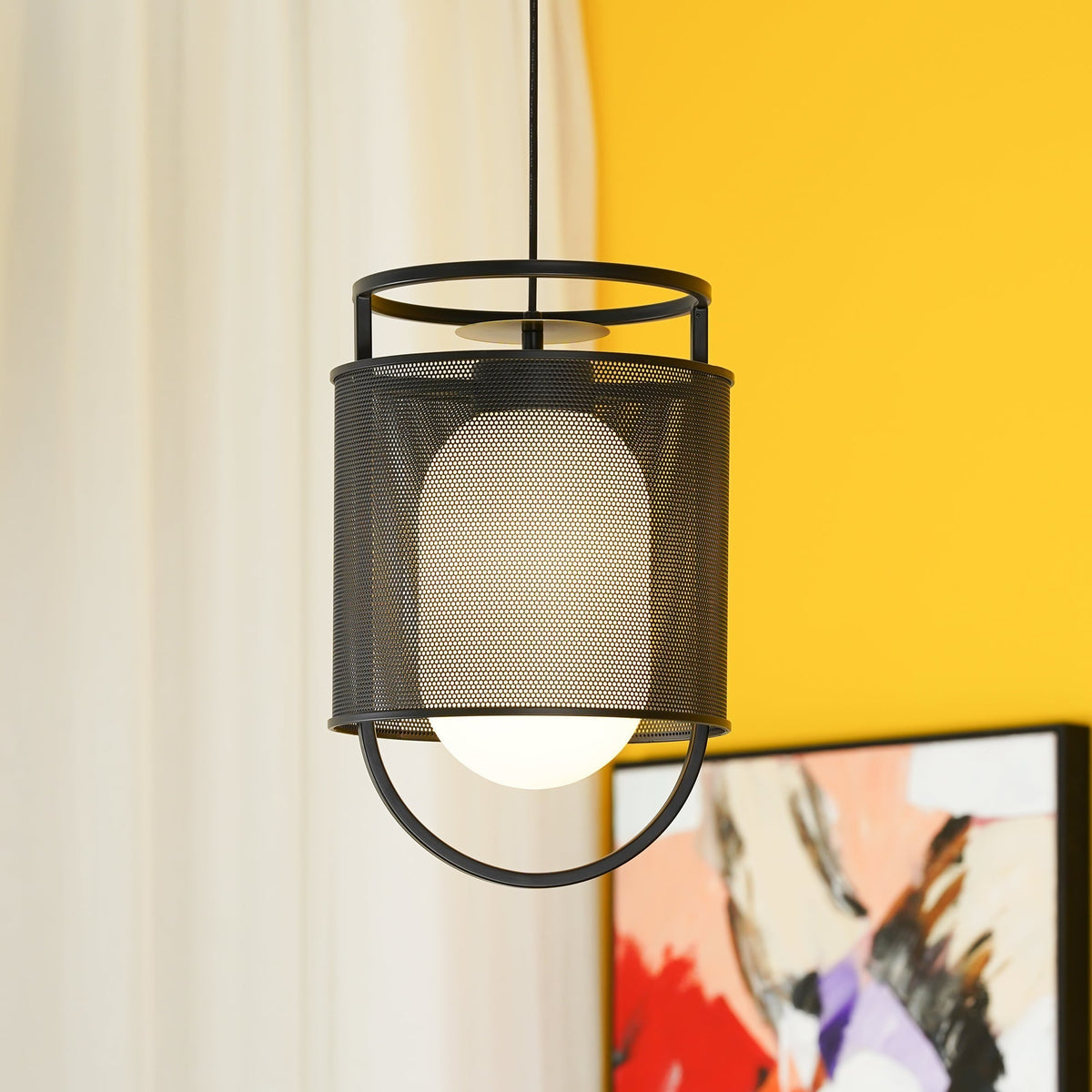 Meren Pendelleuchte aus Messing im Netz-Zylinder-Design für den industriellen Look