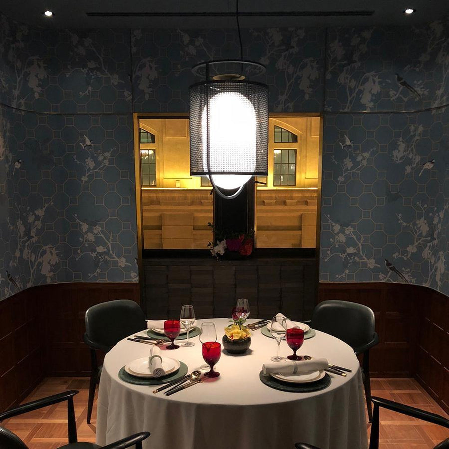 Meren Pendelleuchte aus Messing im Netz-Zylinder-Design für den industriellen Look