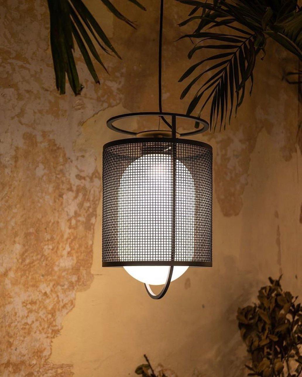 Meren Pendelleuchte aus Messing im Netz-Zylinder-Design für den industriellen Look