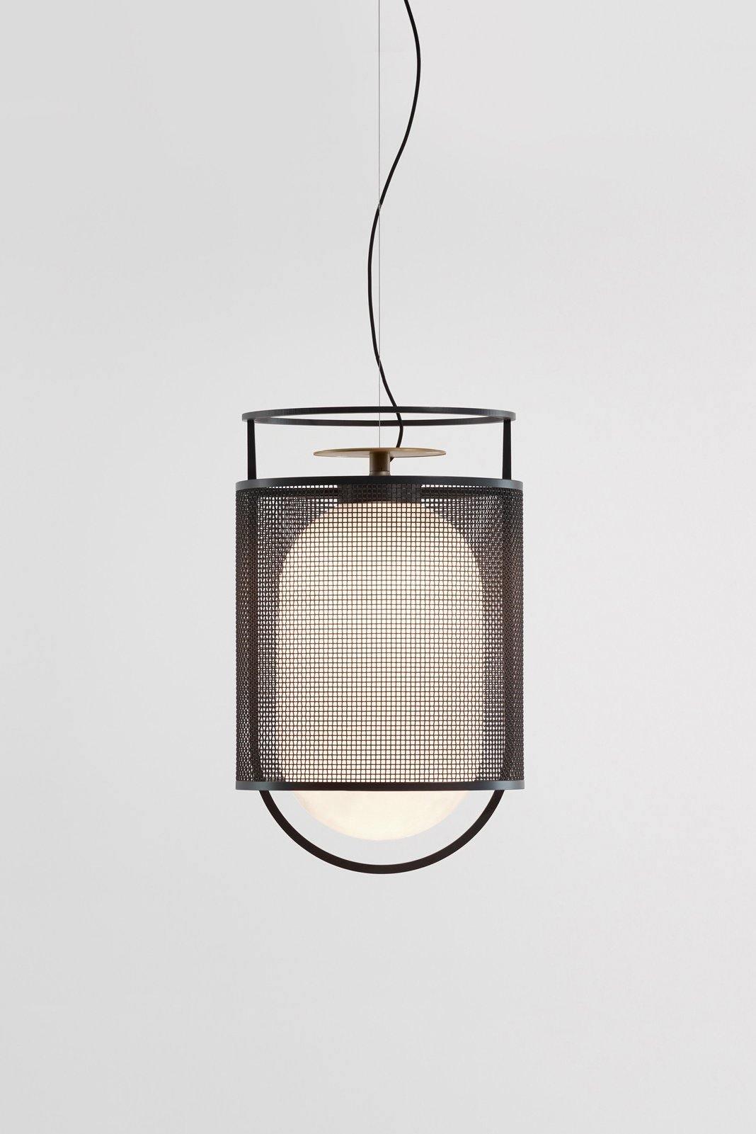 Meren Pendelleuchte aus Messing im Netz-Zylinder-Design für den industriellen Look