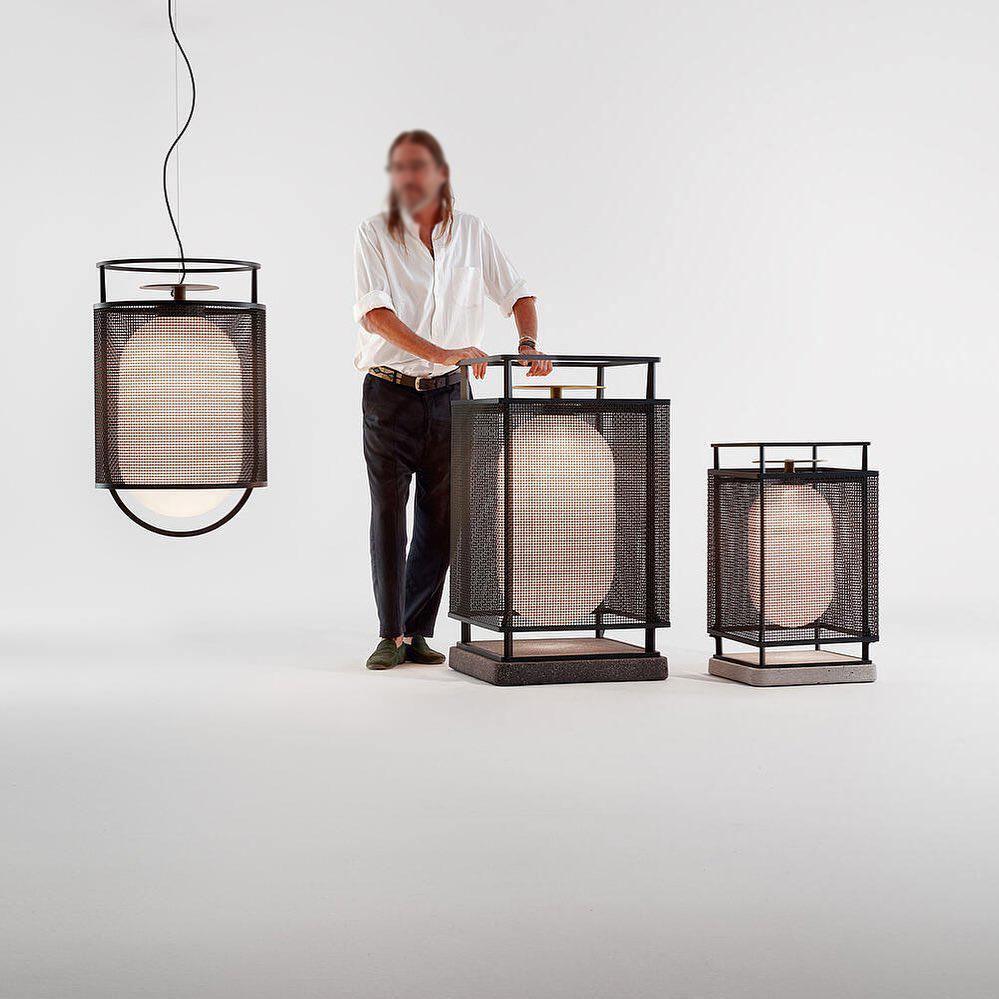 Meren Pendelleuchte aus Messing im Netz-Zylinder-Design für den industriellen Look