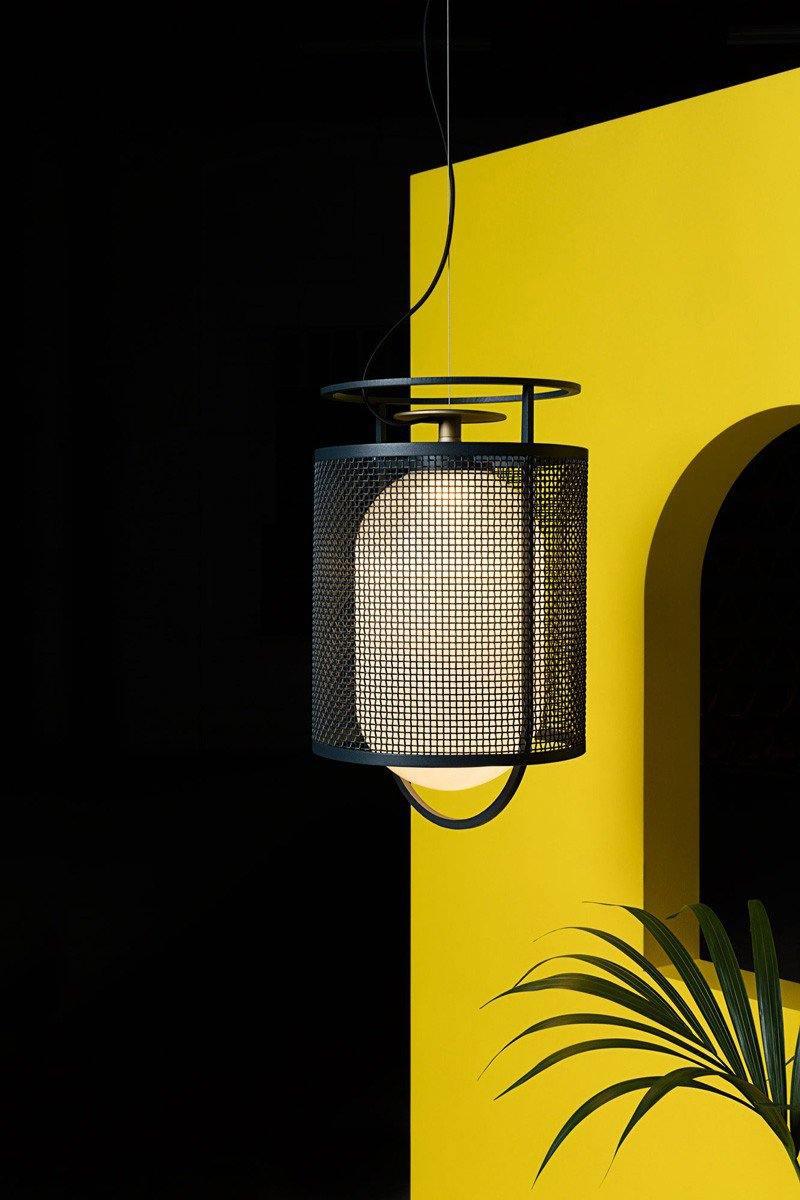 Meren Pendelleuchte aus Messing im Netz-Zylinder-Design für den industriellen Look