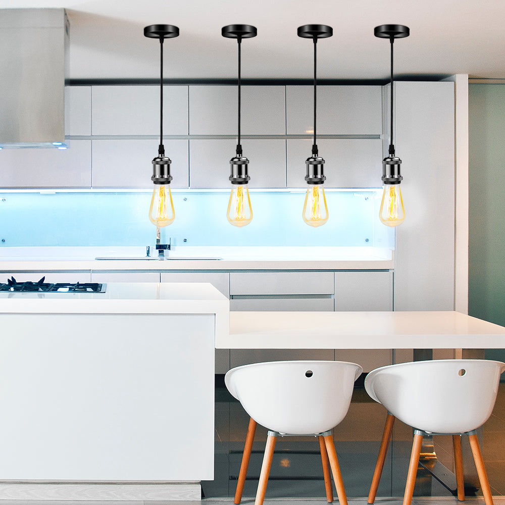 Silva Retro Pendelleuchte Schwarz/Gold Metall Glas Schlafzimmer