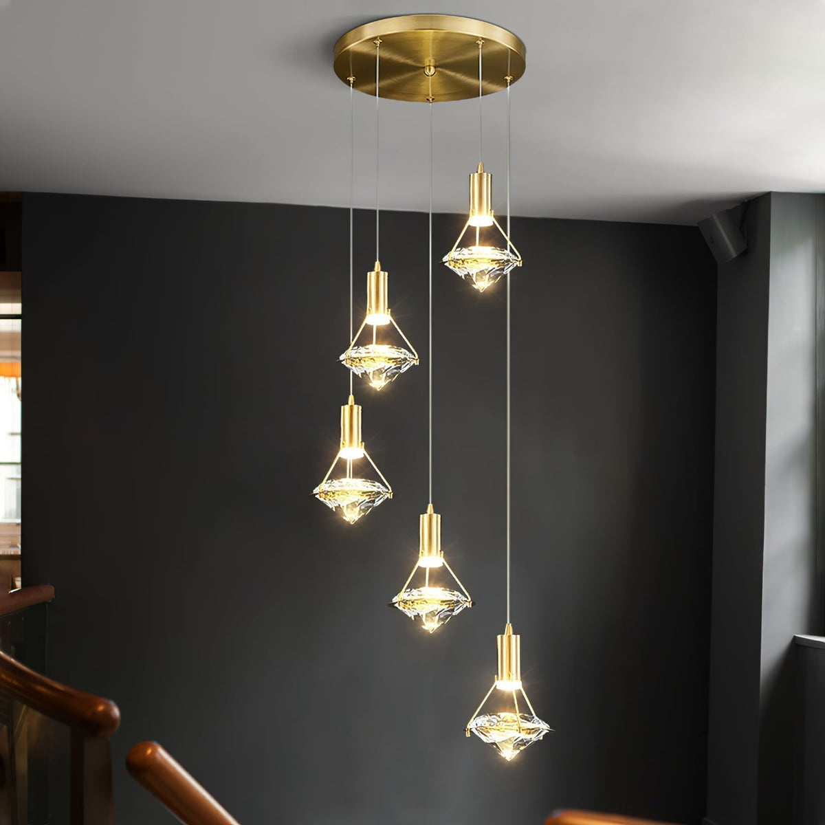 Cira Pendelleuchte Messing Kristall Elegant