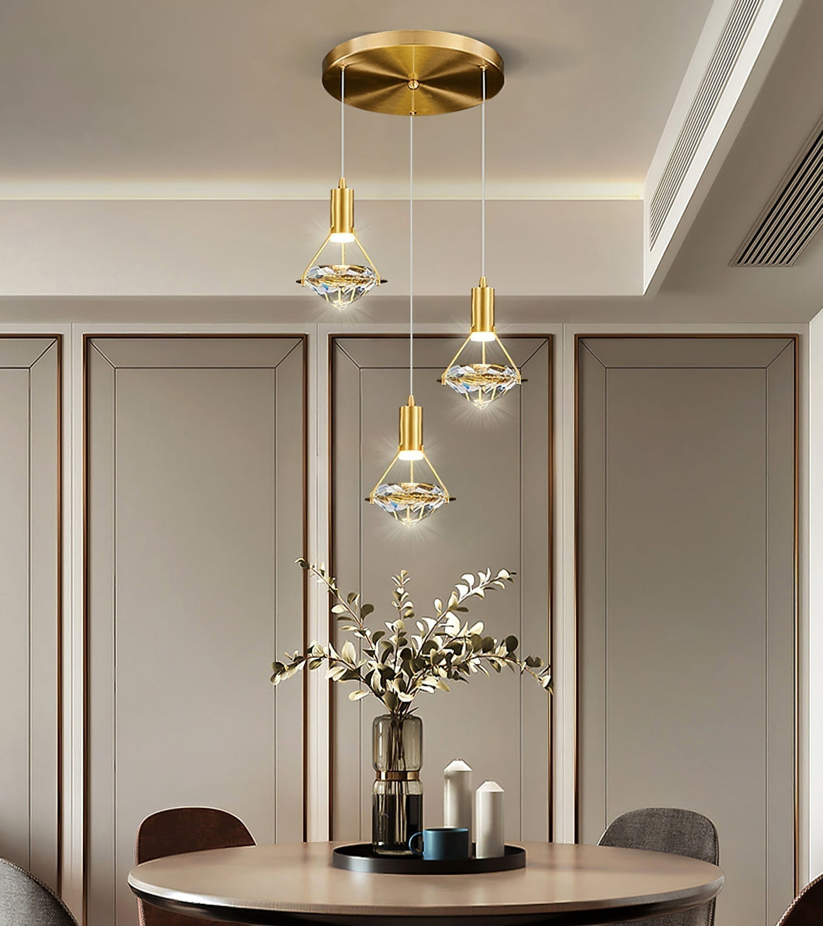 Cira Pendelleuchte Messing Kristall Elegant