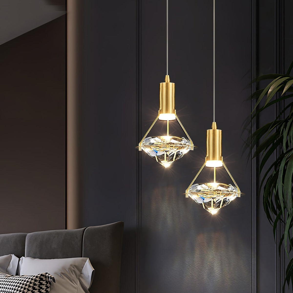 Cira Pendelleuchte Messing Kristall Elegant