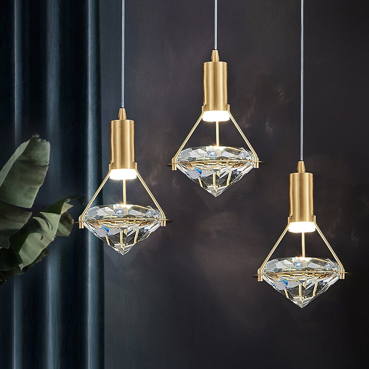 Cira Pendelleuchte Messing Kristall Elegant