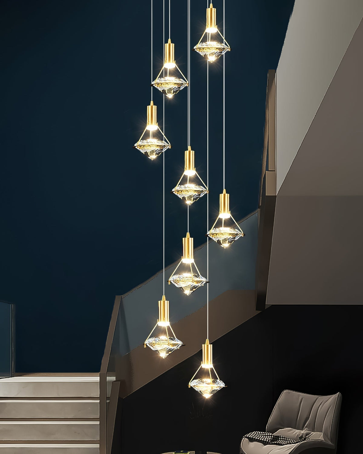 Cira Pendelleuchte Messing Kristall Elegant