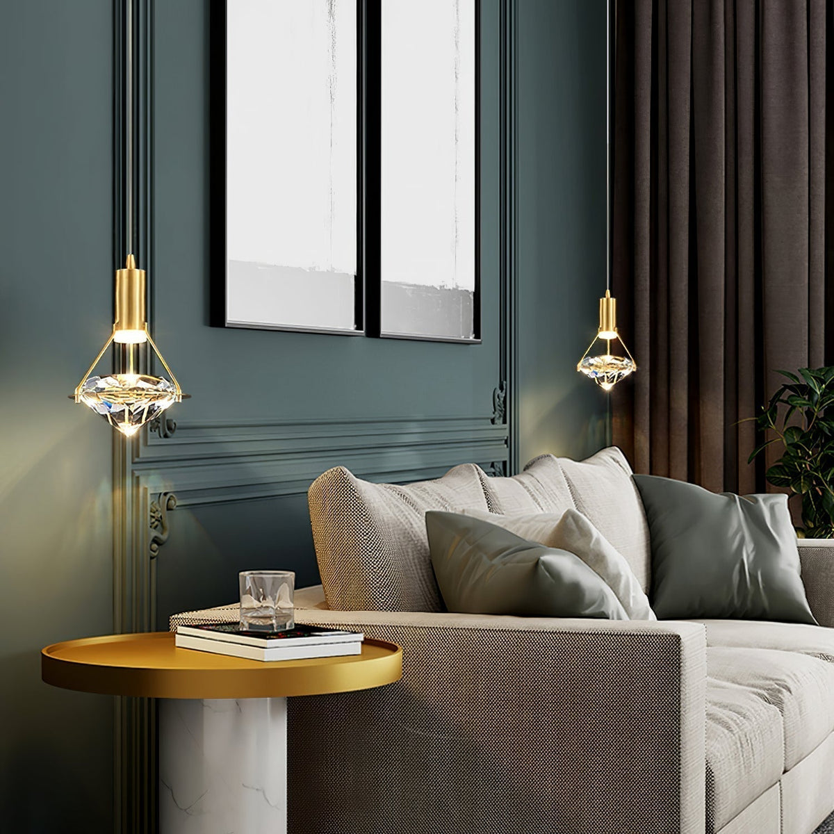 Cira Pendelleuchte Messing Kristall Elegant