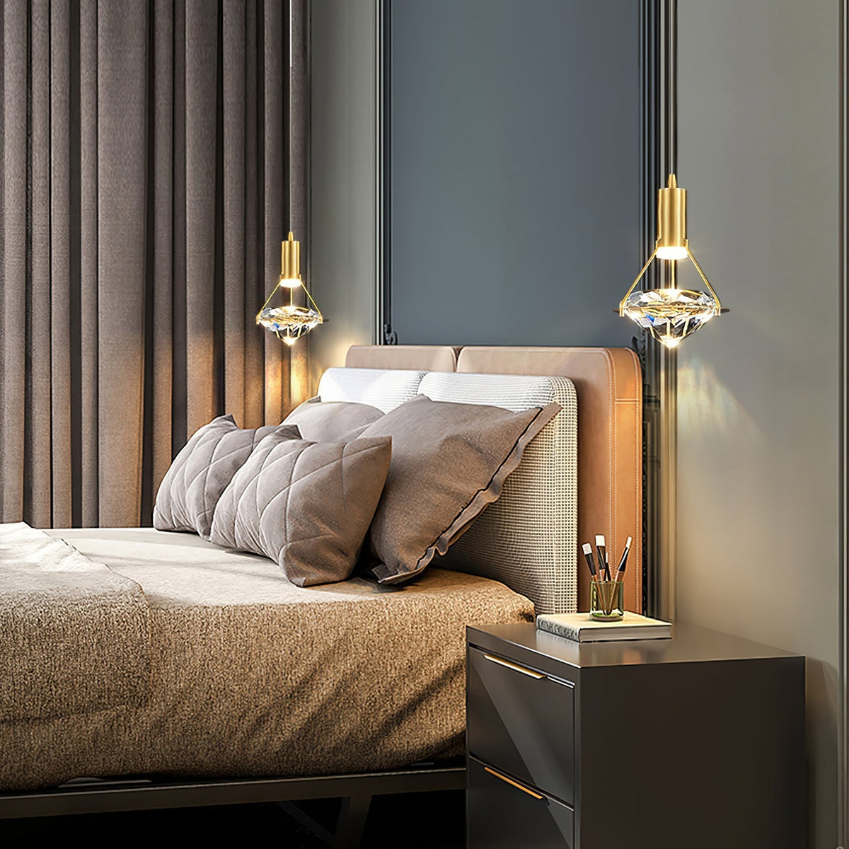 Cira Pendelleuchte Messing Kristall Elegant