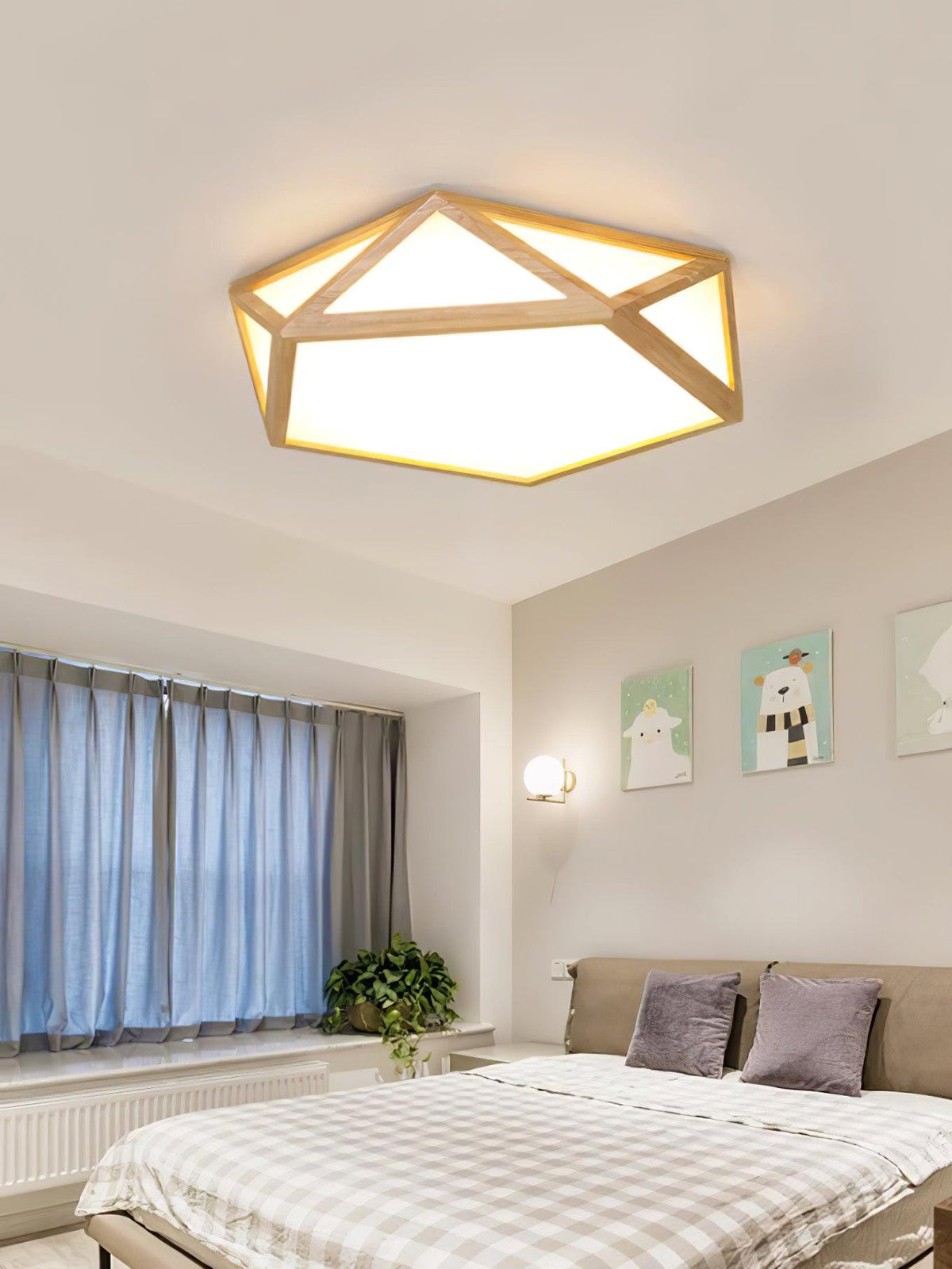 Syleneria Deckenleuchte aus Holz mit geometrischem Diamantdesign