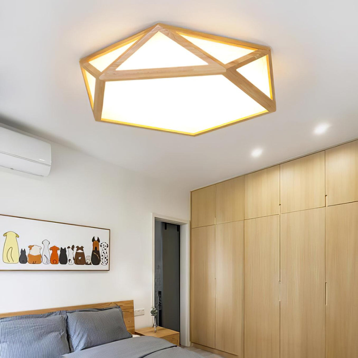 Syleneria Deckenleuchte aus Holz mit geometrischem Diamantdesign