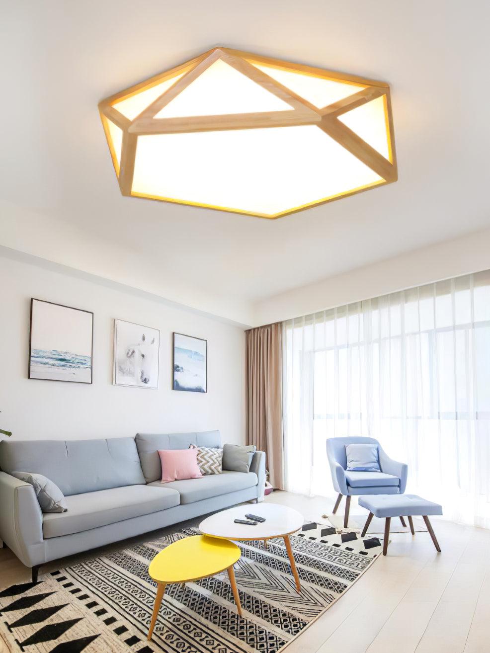 Syleneria Deckenleuchte aus Holz mit geometrischem Diamantdesign