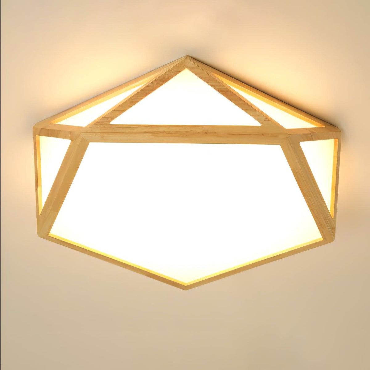 Syleneria Deckenleuchte aus Holz mit geometrischem Diamantdesign