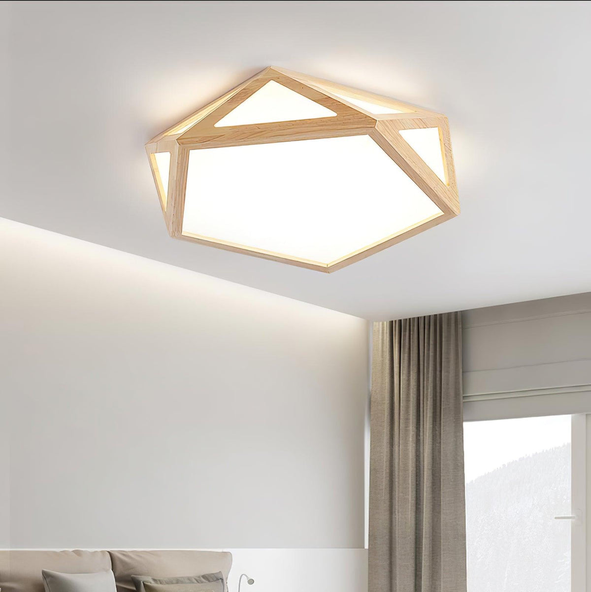 Syleneria Deckenleuchte aus Holz mit geometrischem Diamantdesign
