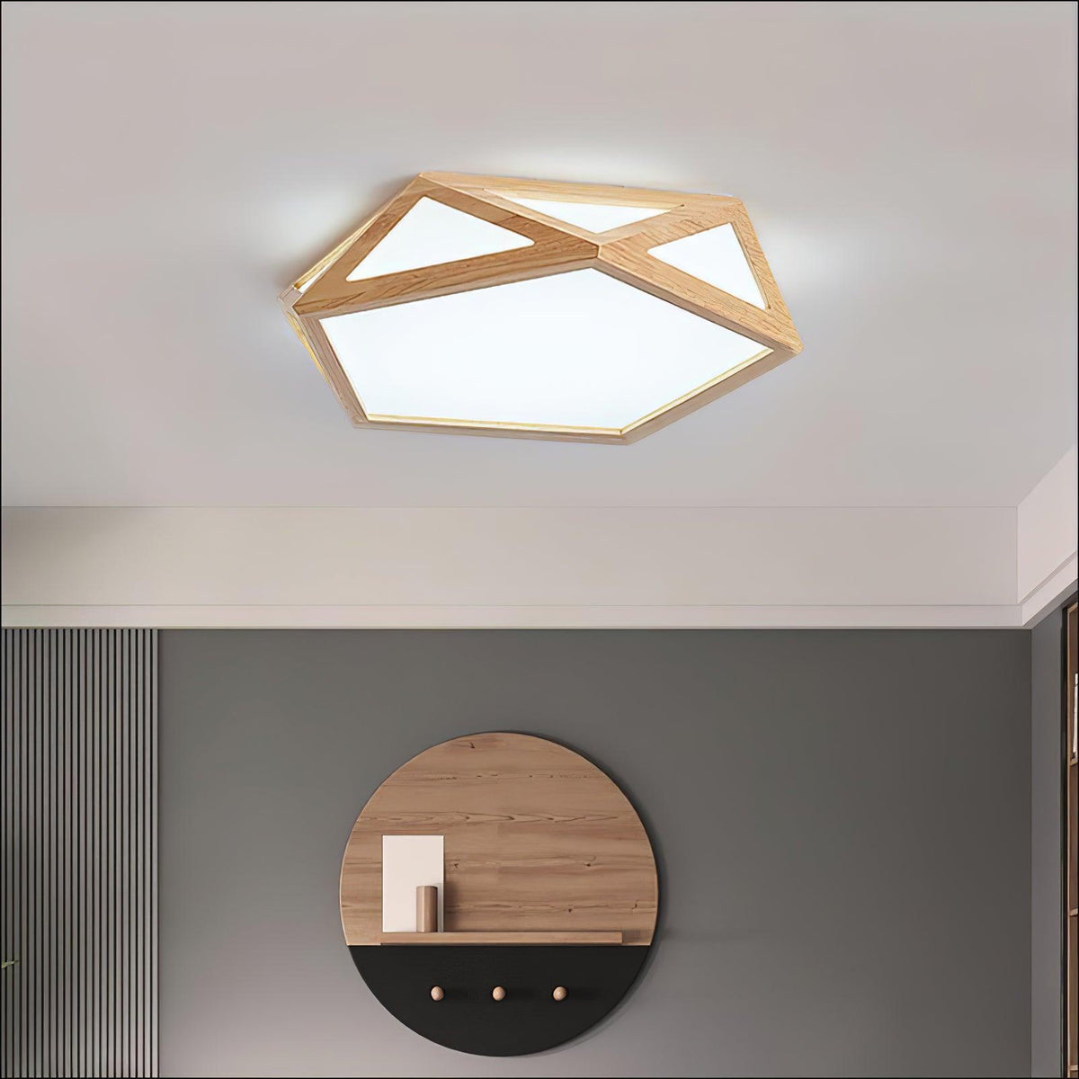 Syleneria Deckenleuchte aus Holz mit geometrischem Diamantdesign
