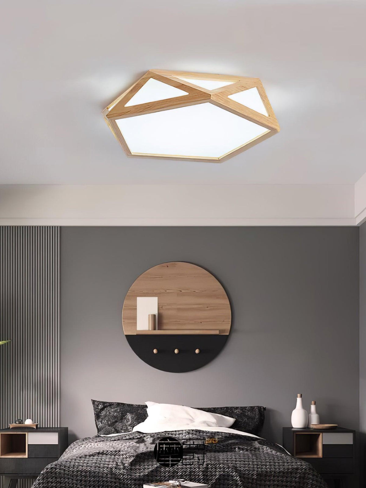 Syleneria Deckenleuchte aus Holz mit geometrischem Diamantdesign