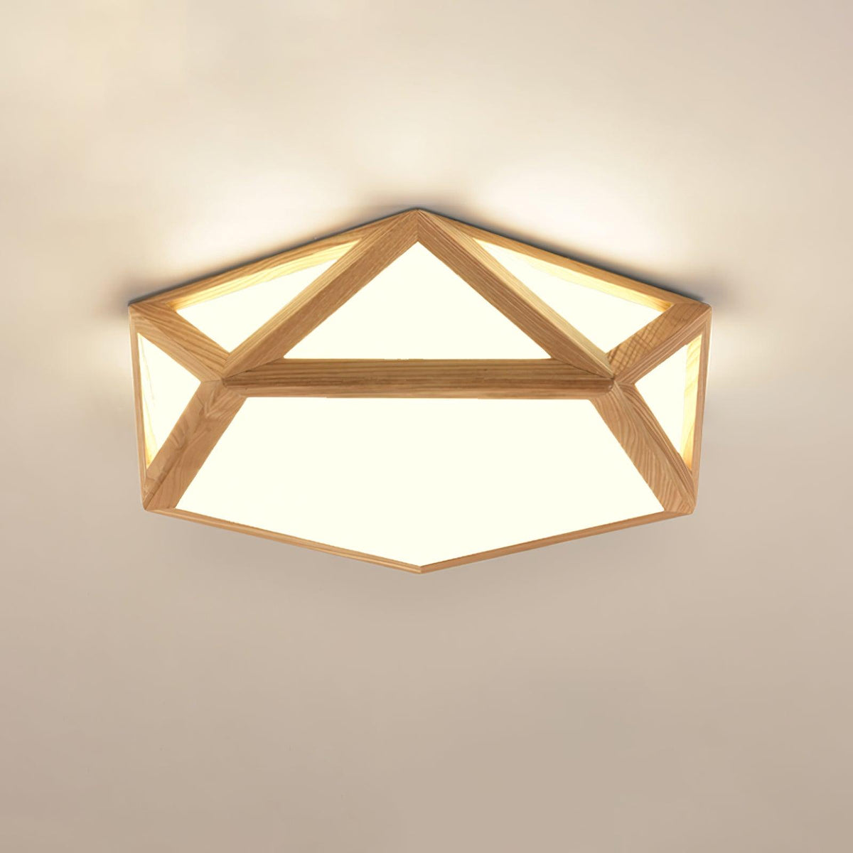 Syleneria Deckenleuchte aus Holz mit geometrischem Diamantdesign