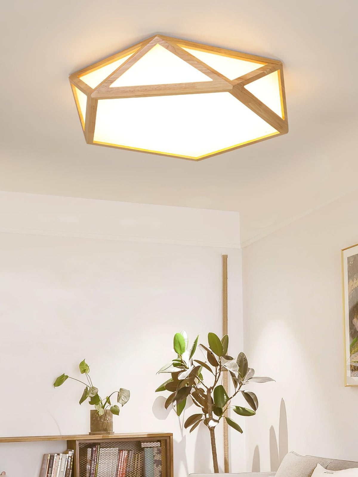 Syleneria Deckenleuchte aus Holz mit geometrischem Diamantdesign