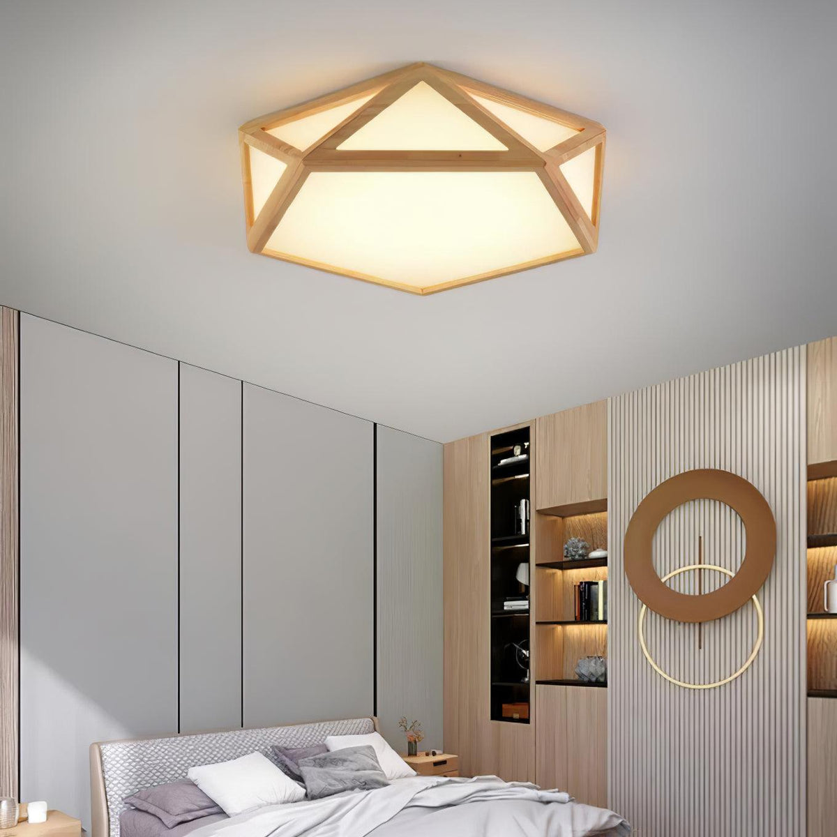 Syleneria Deckenleuchte aus Holz mit geometrischem Diamantdesign