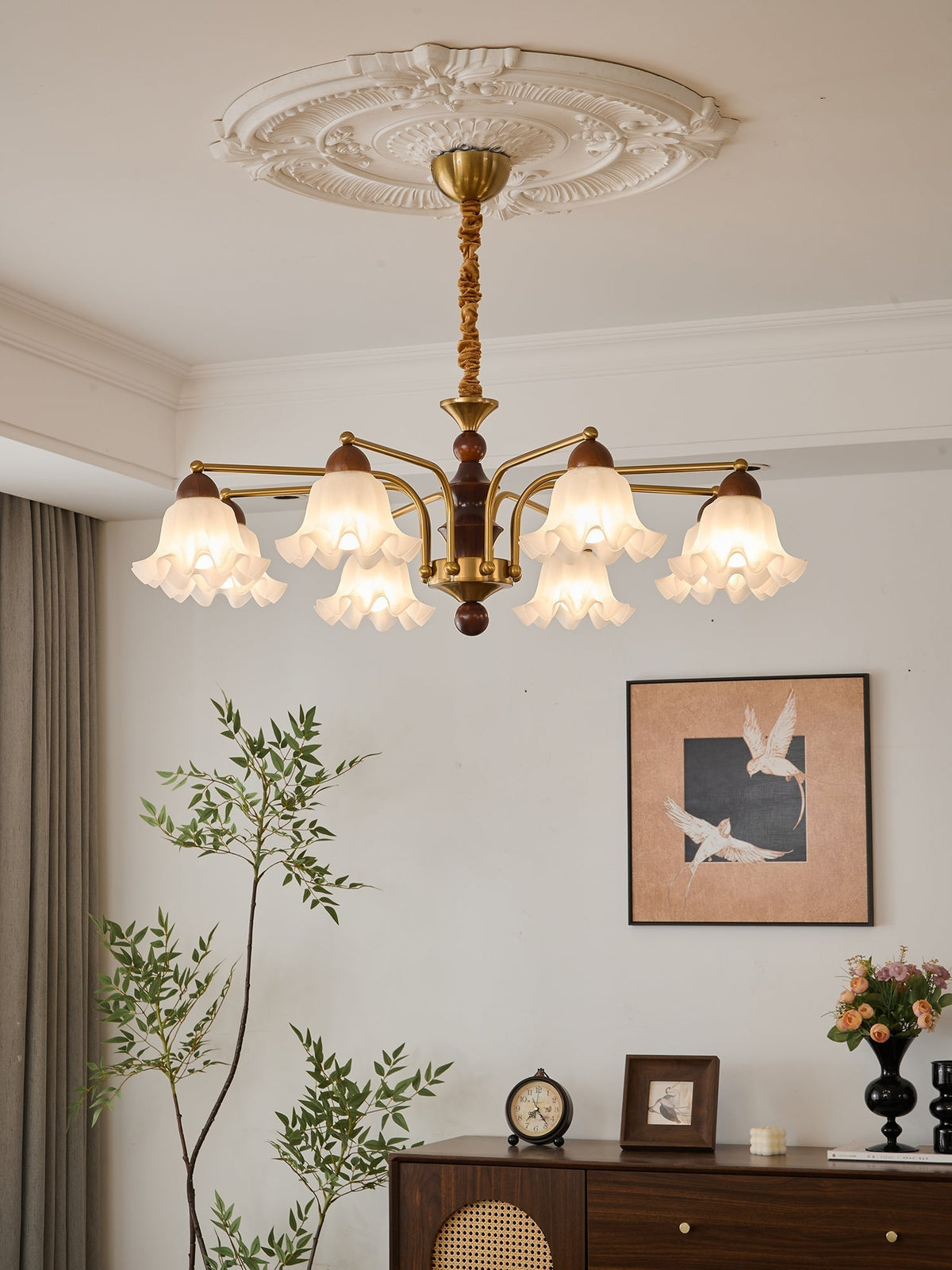 Lylaeen Kronleuchter Elegance Vintage aus Glas und Holz