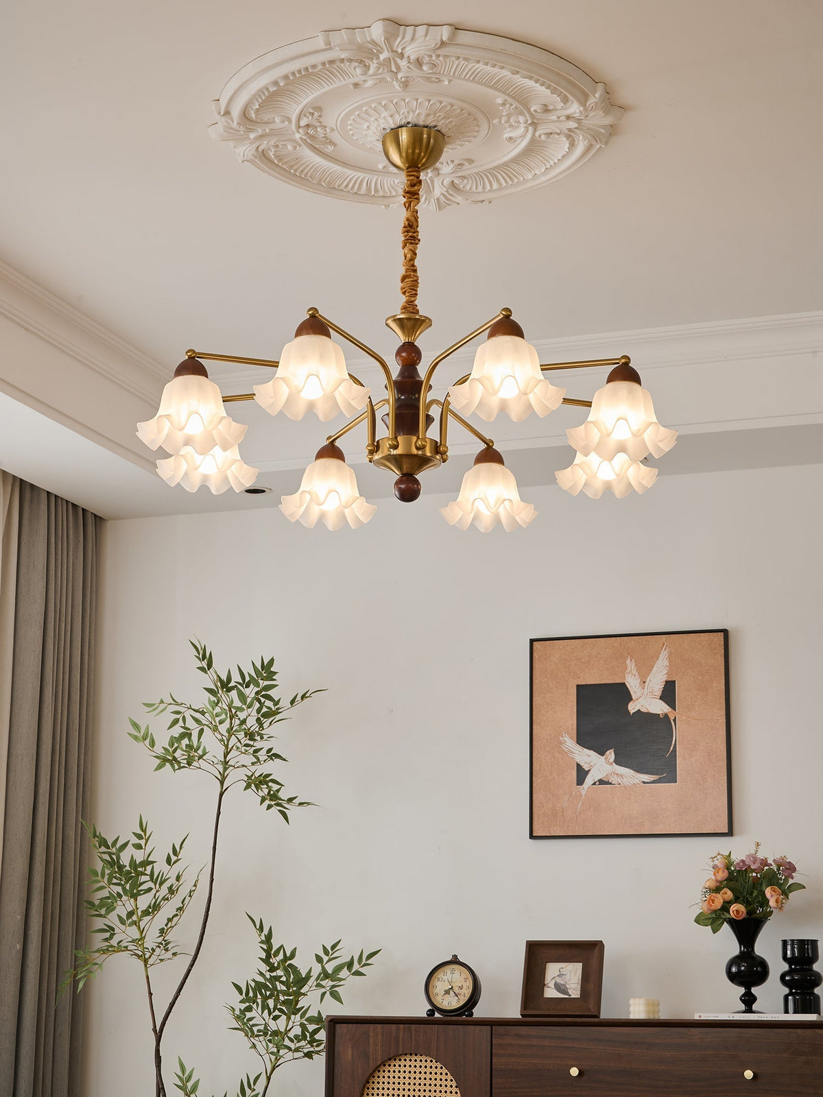 Lylaeen Kronleuchter Elegance Vintage aus Glas und Holz