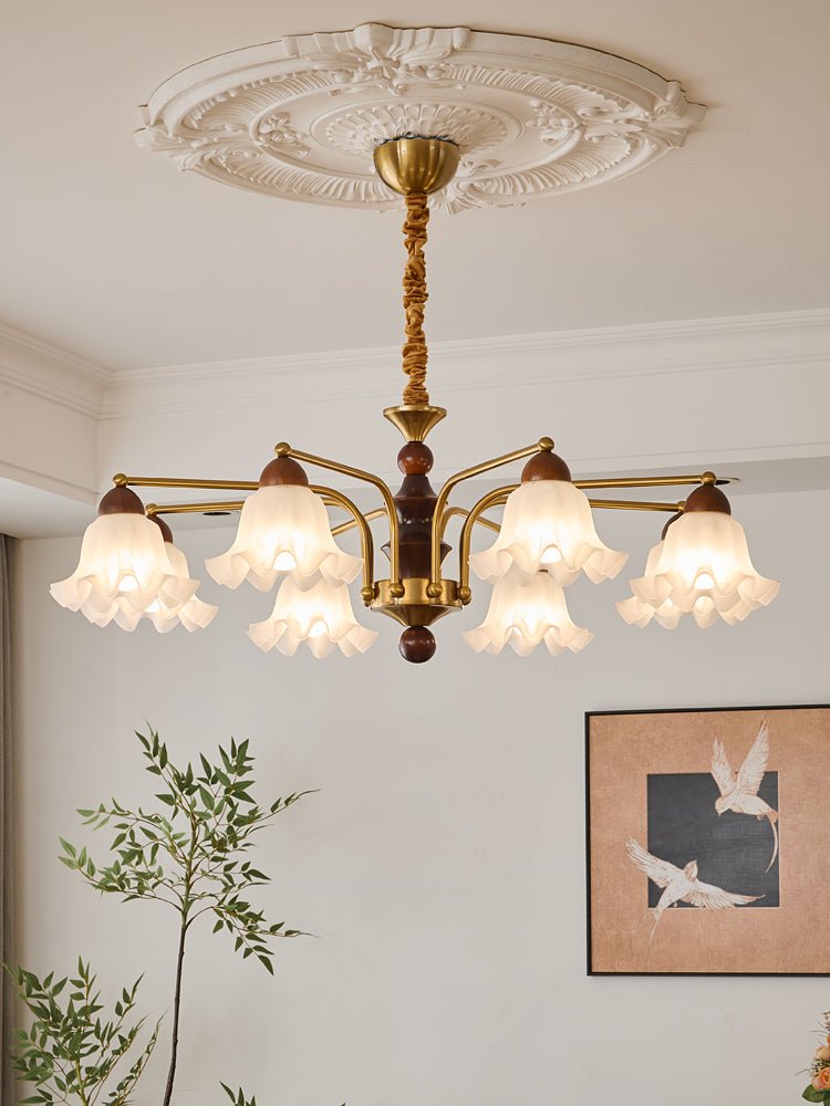 Lylaeen Kronleuchter Elegance Vintage aus Glas und Holz