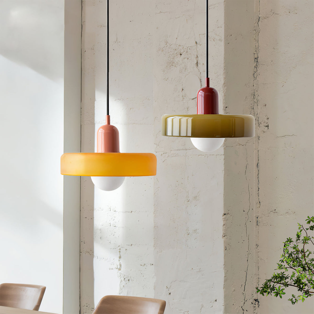 Celeleon Pendelleuchte aus Glas Minimalistisch Disc Orb Swag Wohnzimmer | Cielum