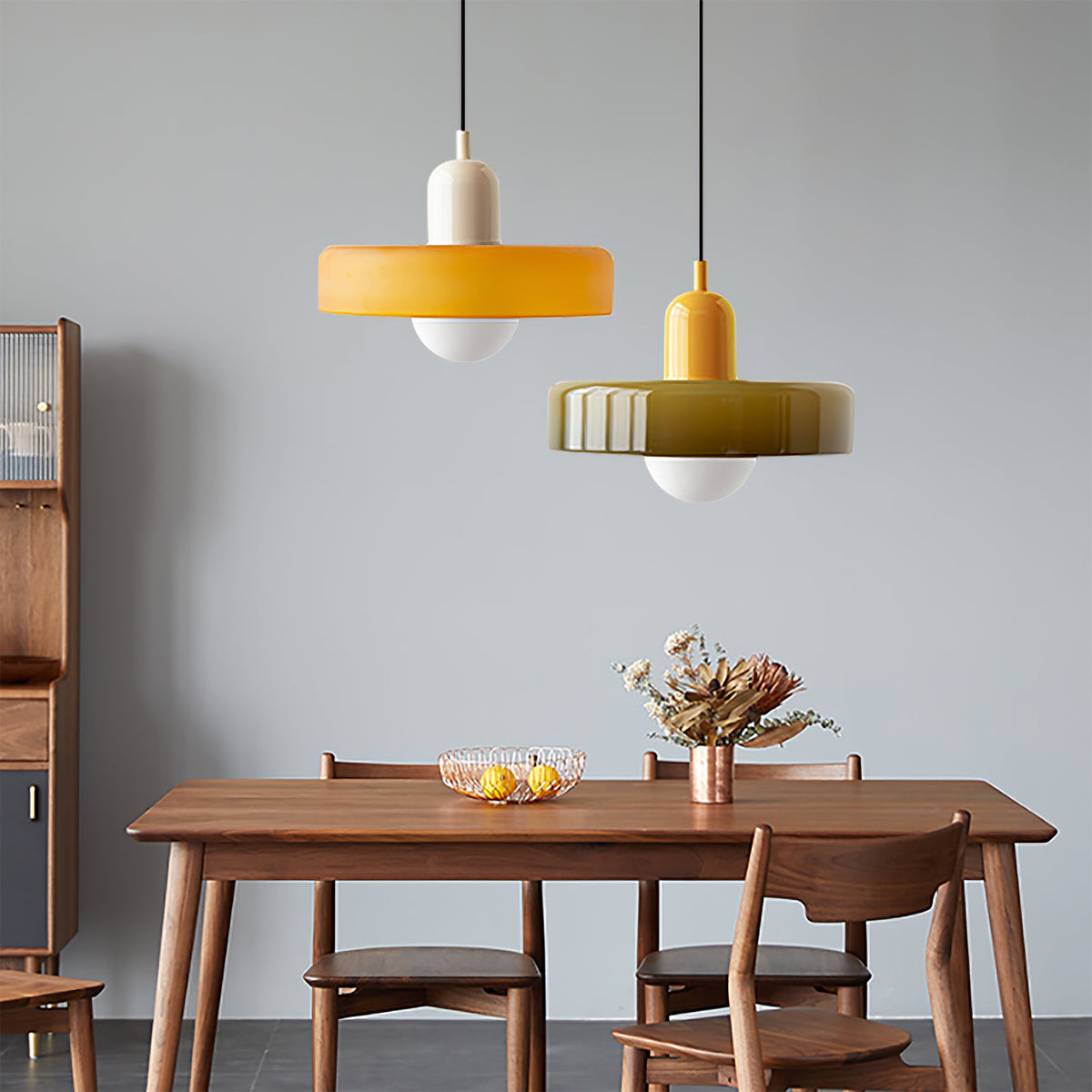 Celeleon Pendelleuchte aus Glas Minimalistisch Disc Orb Swag Wohnzimmer | Cielum