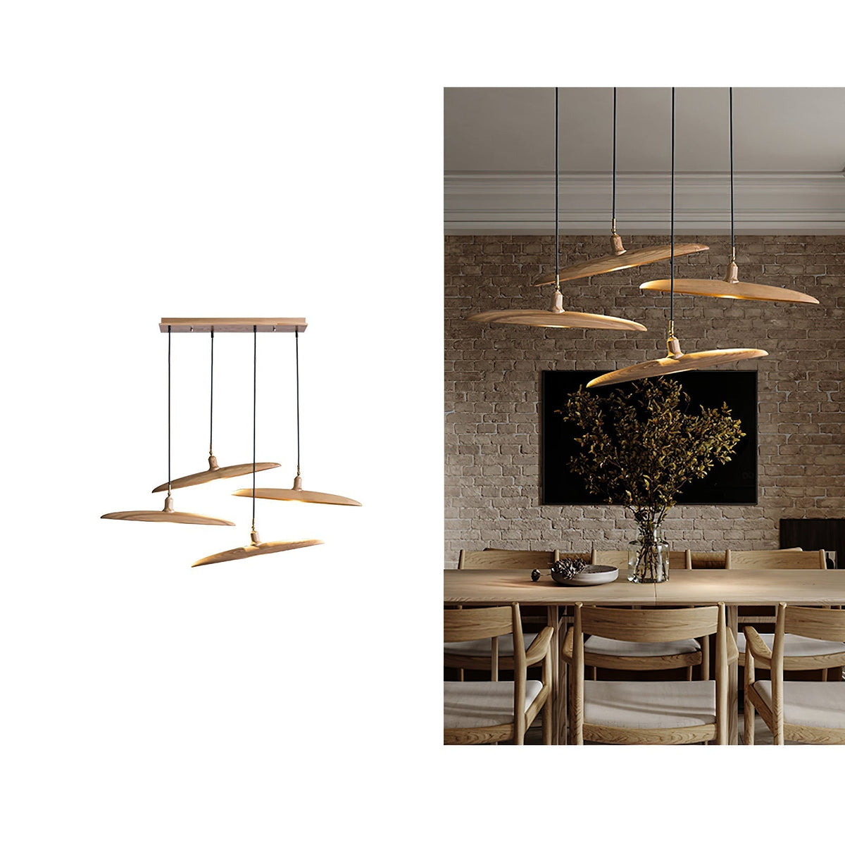 Zelirira Pendelleuchte aus Holz in Klingenform
