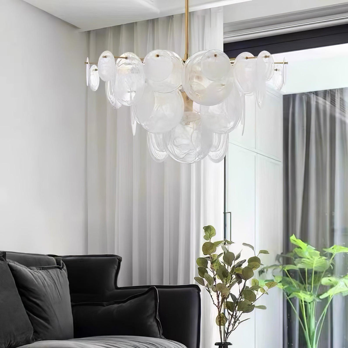 Ael Kronleuchter Postmodern Luxus Scheiben Messing Glas