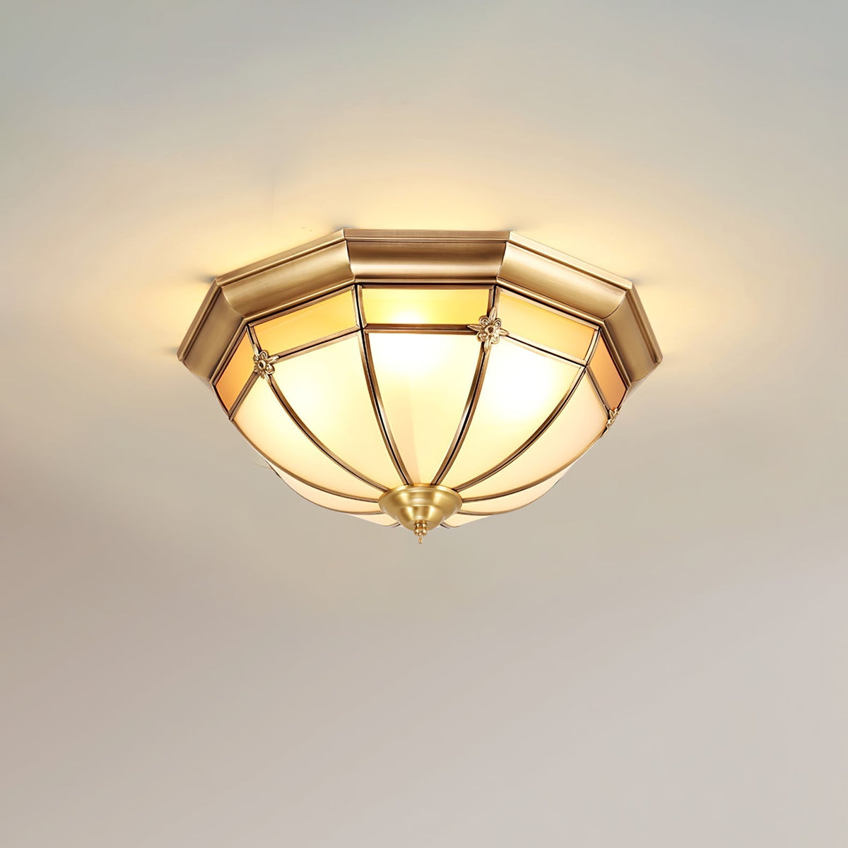 Vovynan Eleganz Kuppel Messing-Glas flache Deckenleuchte