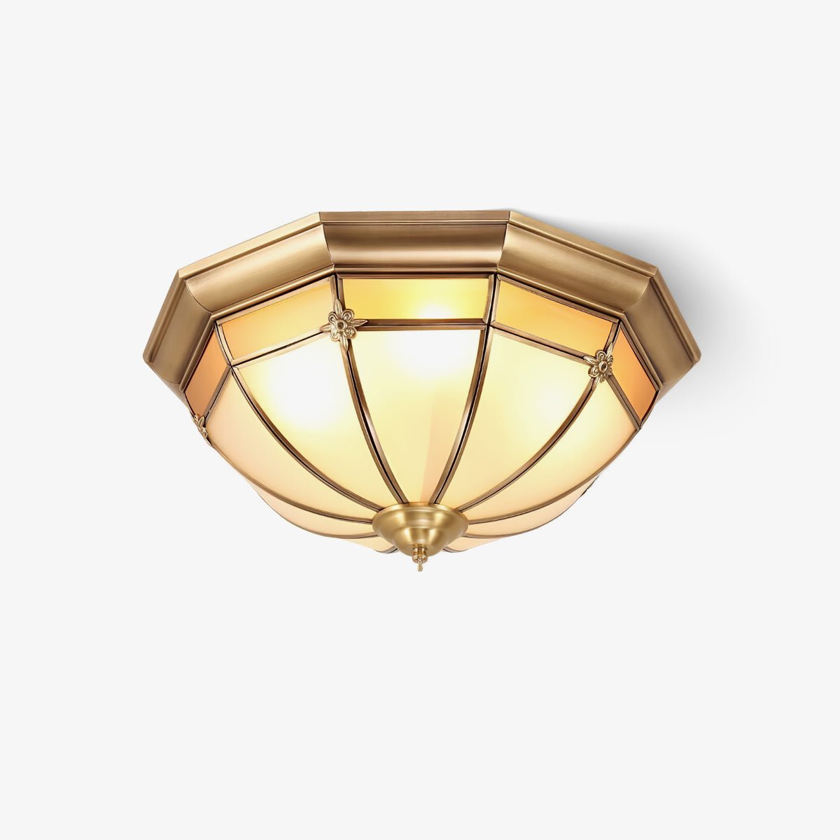 Vovynan Eleganz Kuppel Messing-Glas flache Deckenleuchte