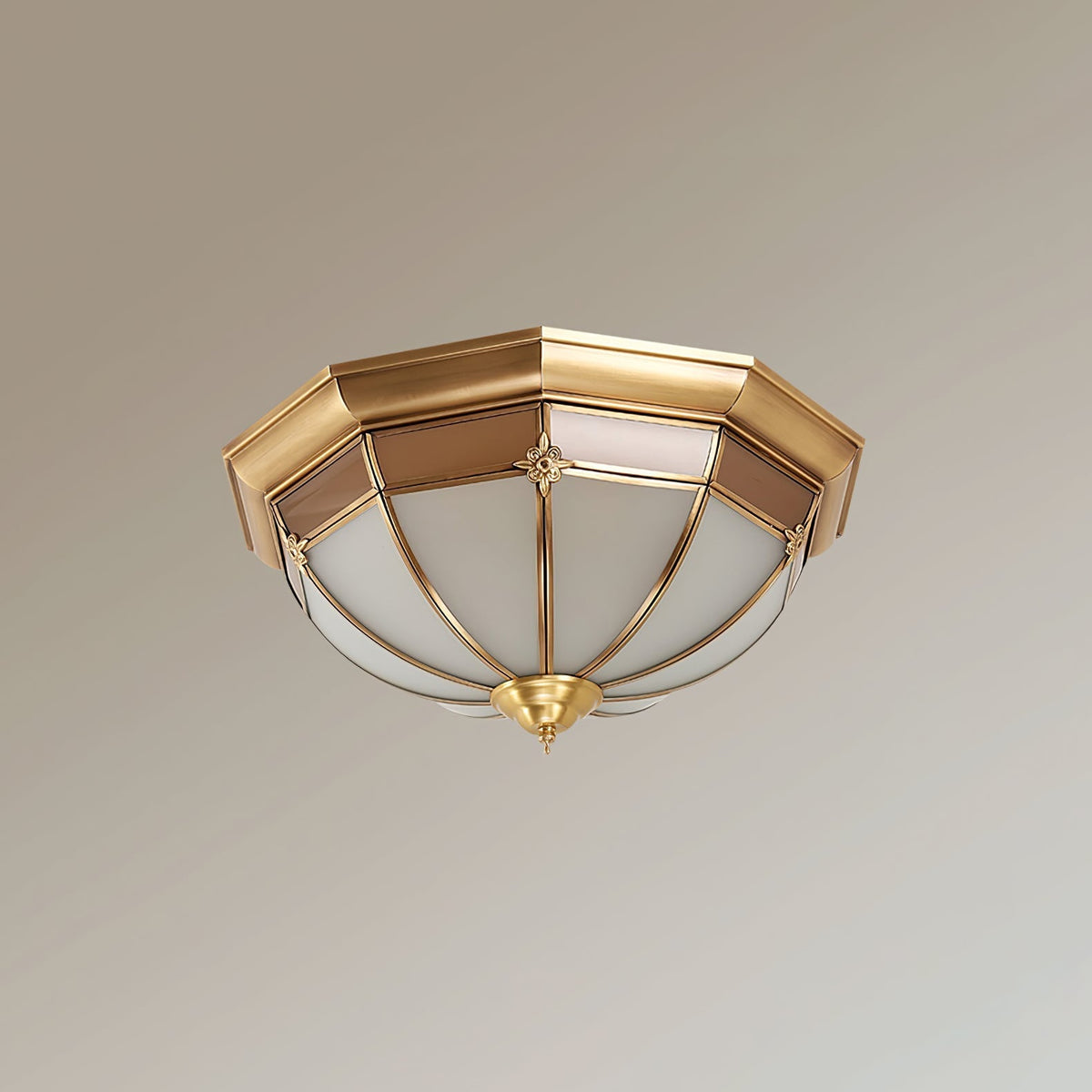 Vovynan Eleganz Kuppel Messing-Glas flache Deckenleuchte