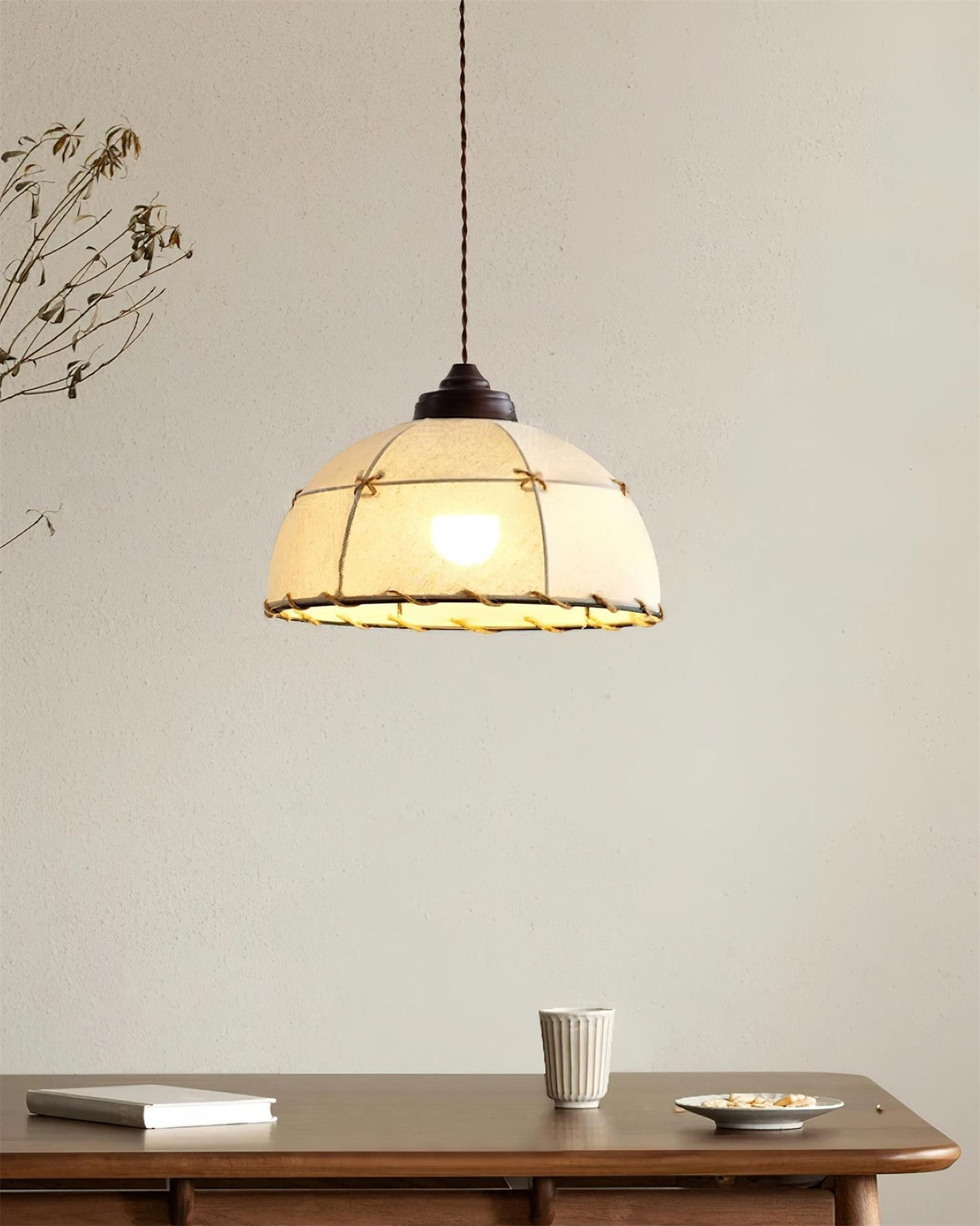 Pendelleuchte Stoffkuppel-Lampenschirm Vintage minimalistisch sanftes Leuchten