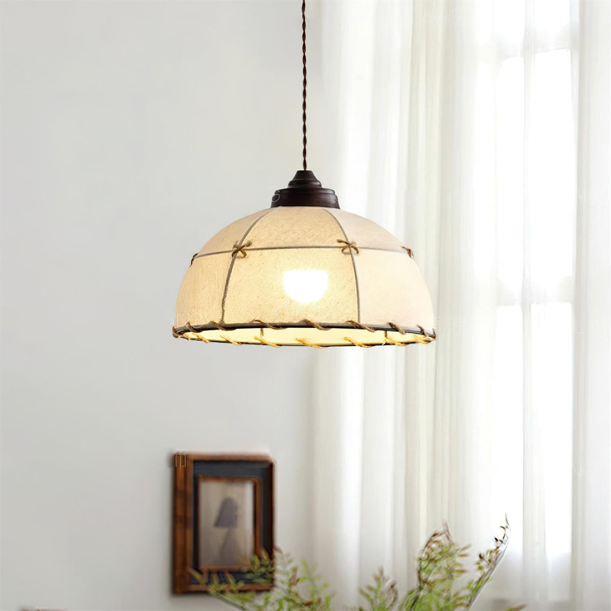 Pendelleuchte Stoffkuppel-Lampenschirm Vintage minimalistisch sanftes Leuchten