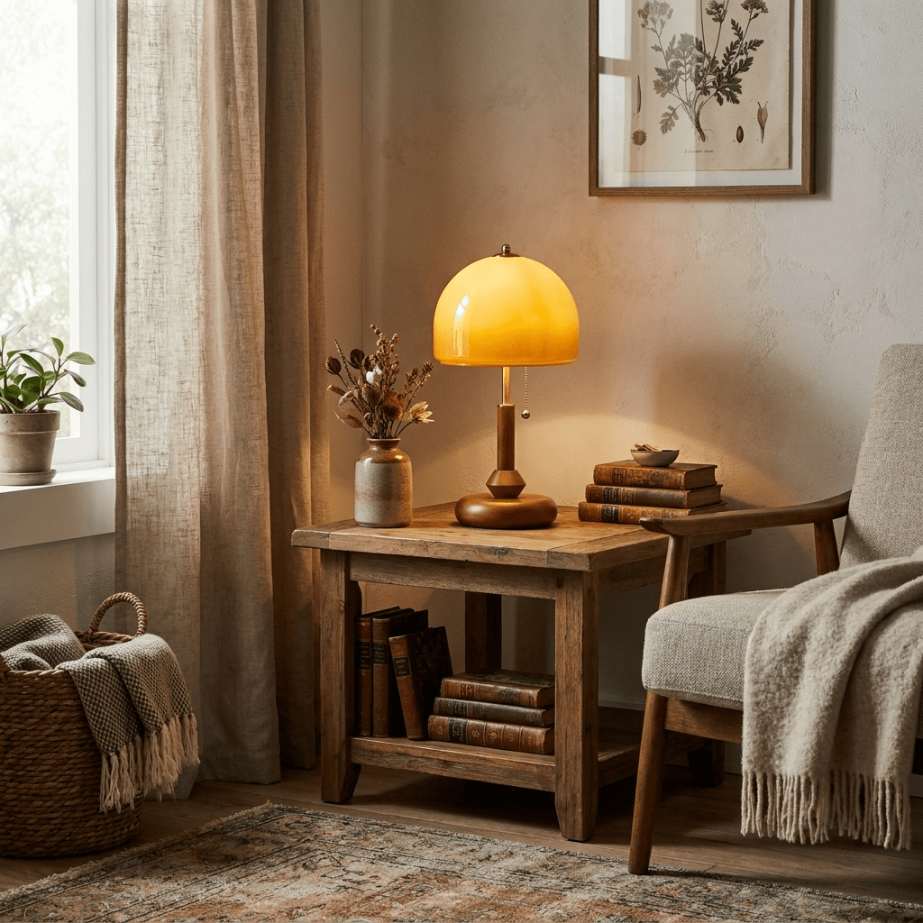 Marigold Tischleuchte aus Holz Lampenschirm