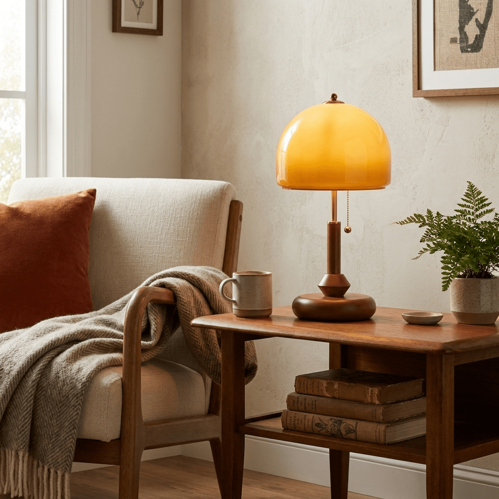 Marigold Tischleuchte aus Holz Lampenschirm