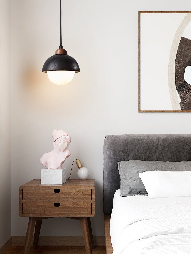 Tavoria Pendelleuchte Schwarz Travertin Simple Opal Modern für Esszimmer Küche