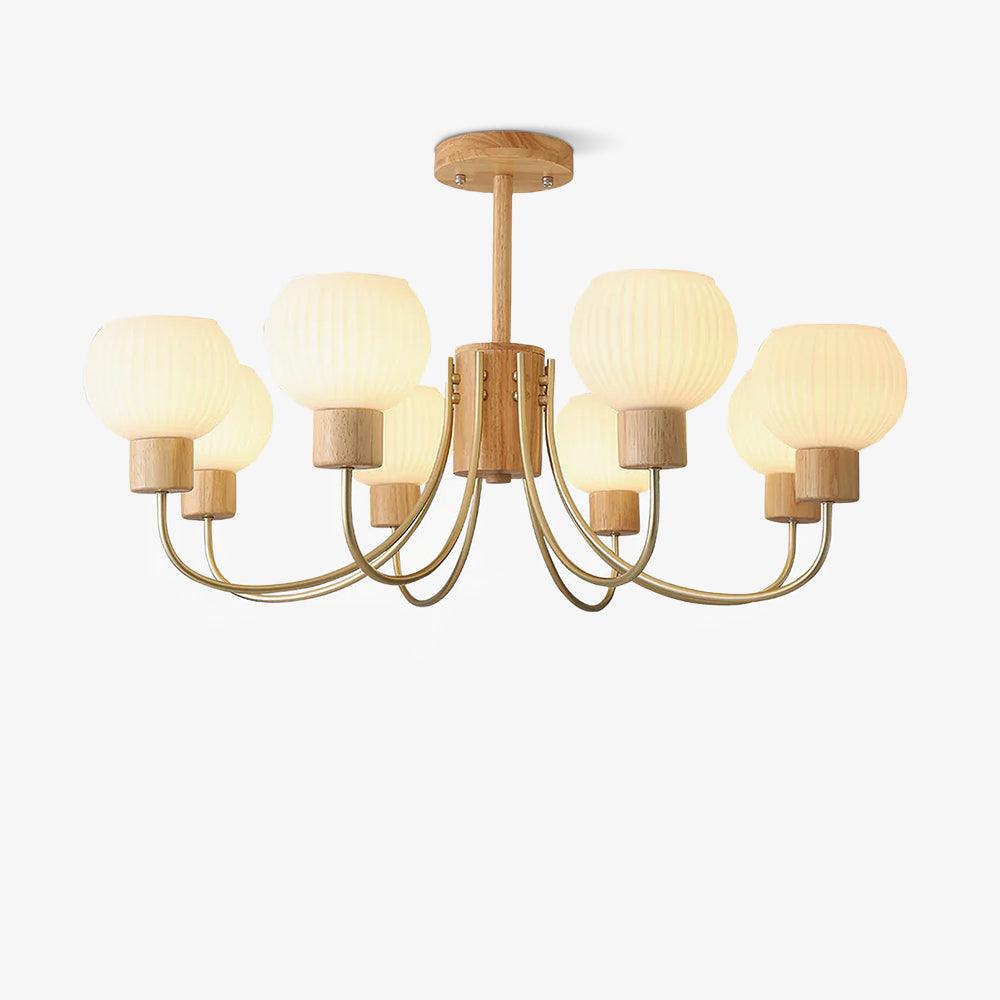 Sylorine Kronleuchter aus Holz 6 Lichtquellen Elegantes Glas