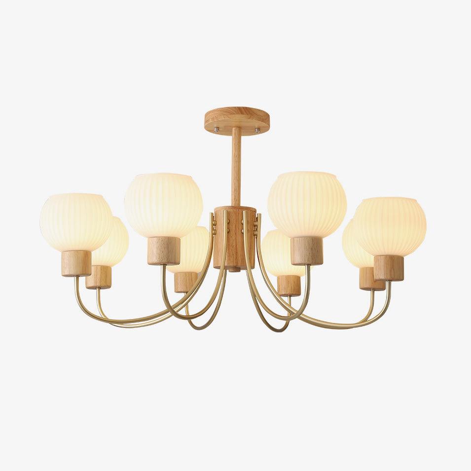 Sylorine Kronleuchter aus Holz 6 Lichtquellen Elegantes Glas