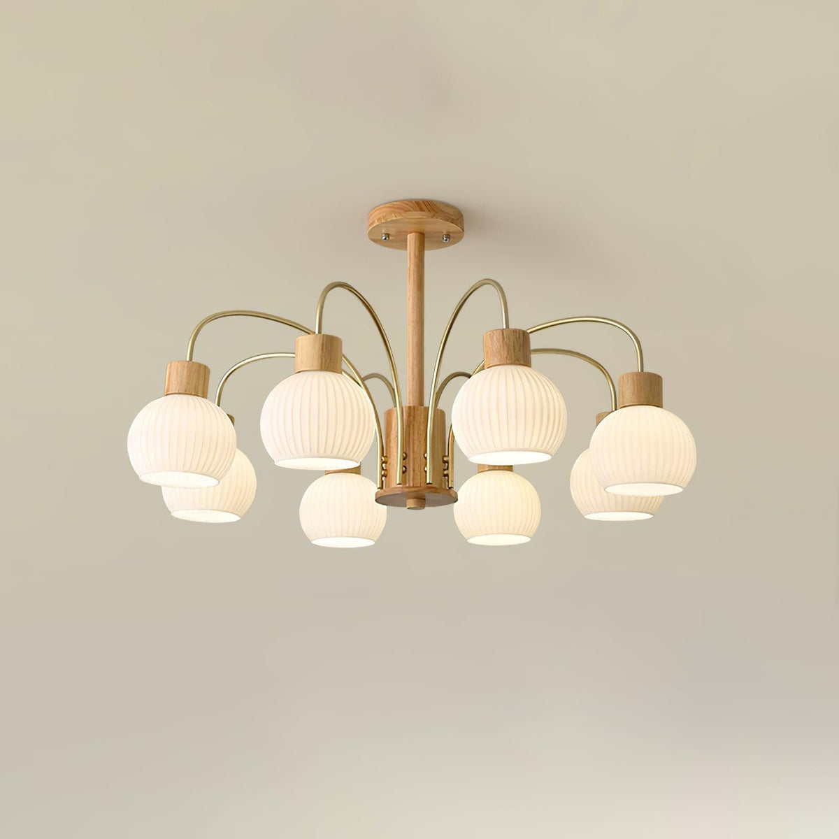 Sylorine Kronleuchter aus Holz 6 Lichtquellen Elegantes Glas