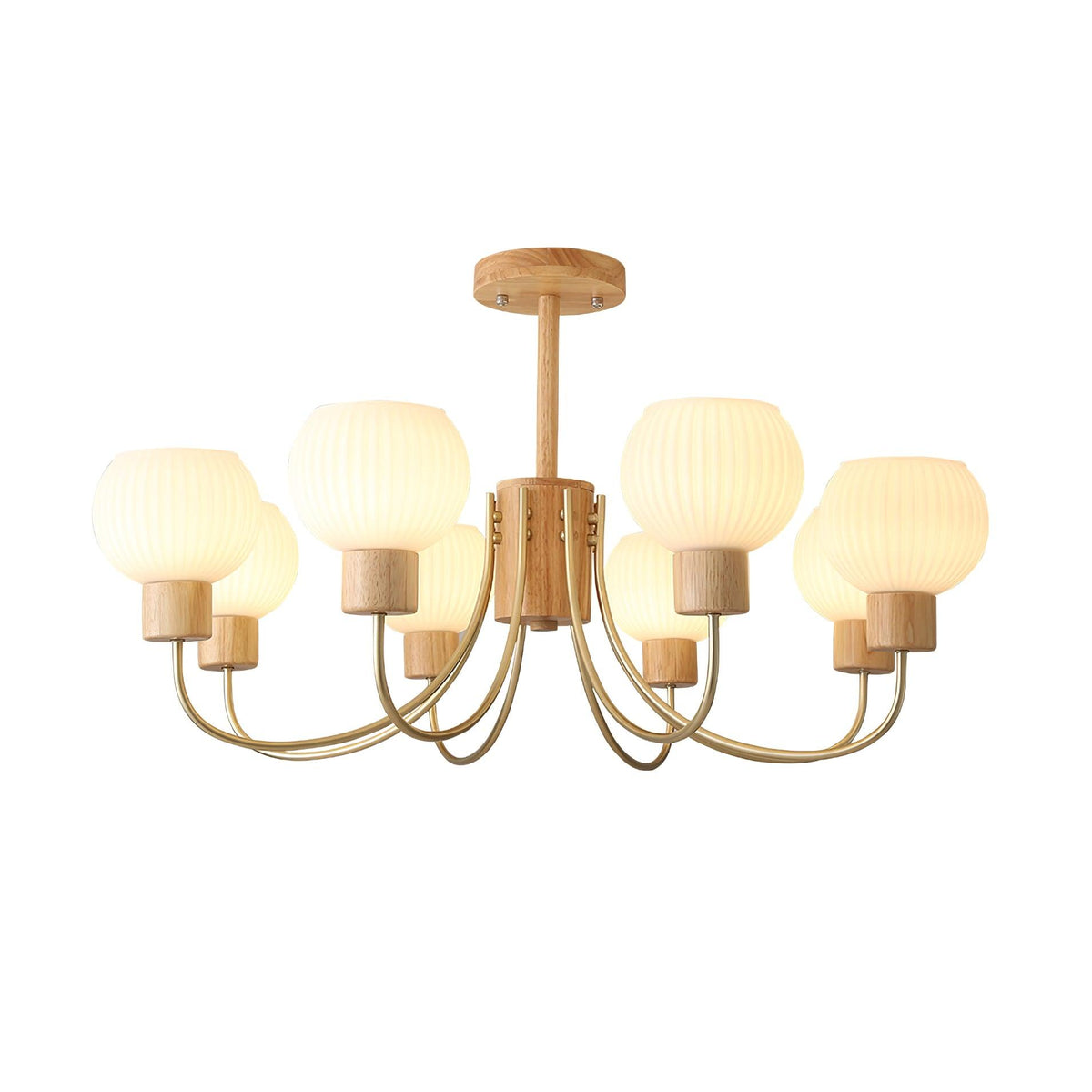 Sylorine Kronleuchter aus Holz 6 Lichtquellen Elegantes Glas